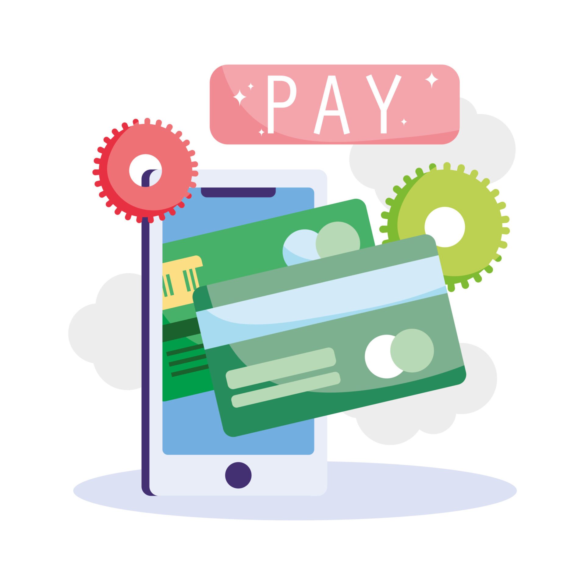 Online Payment, Smartphone Bank Card Credit, Ecommerce Market Shopping, Mobile App